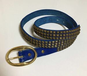 HTC BLACK × JUNHASHIMOTO 別注 A&E BELT BLUE エイチティーシー ジュンハシモト ナロー レザー ベルト narrow leather ミスチル 桜井