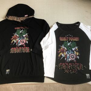 MARVEL パーカー　黒 L 長袖Tシャツ　黒／白　M 2点　タキヒョー