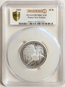 2020年 パプアニューギニア 極楽鳥 20キナ 2オンス プルーフ銀貨 PCGS PR70 DCAM First Day of Issue アンティークコイン