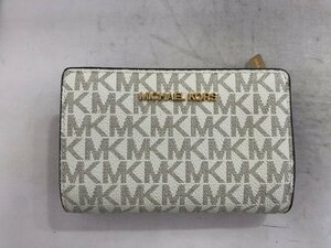 【MICHAEL KORS】マイケルコース　二つ折り財布　アイボリー×ブラウン　ロゴ柄　レザー　SY02-FS1