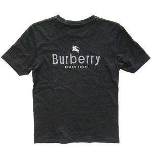 バーバリーブラックレーベル BURBERRY BLACK LABEL ハート プリント Tシャツ カットソー 半袖 クルーネック バックロゴプリント 2 黒 /♪8