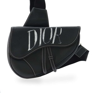 クリスチャン・ディオール ボディバッグ アレックスフォックストンコラボ サドルバッグ レザー Christian Dior 黒 【安心保証】