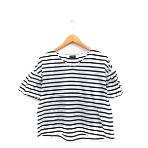 シップス SHIPS カットソー Tシャツ 半袖 Vネック コットン ボーダー ネイビー 紺 /KT15 レディース