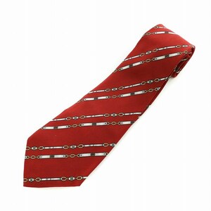 グッチ GUCCI ネクタイ レギュラータイ ヴィンテージ ベルト柄 総柄 絹 シルク 赤 レッド ■GY99 /MQ メンズ