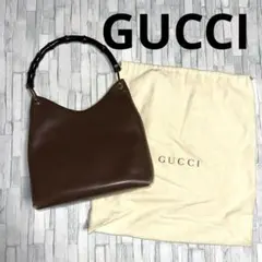 GUCCI グッチ バンブー カーフレザー ハンドバッグ ブラウン ポーチ付き