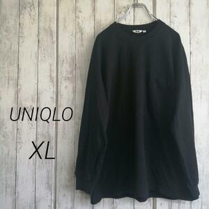 UNIQLO メンズ クルーネック Tシャツ 長袖 ブラック 黒 XL 13