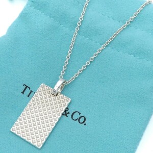 極希少 美品 Tiffany&Co. ティファニー ダイヤモンド ポイント シルバー ロング ネックレス Ag925 メンズ レディース スタッズ KK138