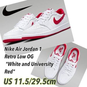 Nike Air Jordan 1 Retro Low OG White and University Red ナイキ エアジョーダン1 レトロ ロー OG (CZ0790-161)白赤29.5cm箱あり