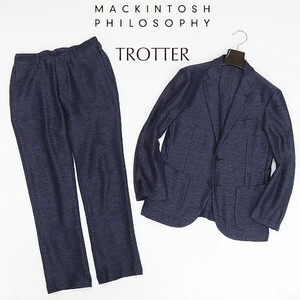 ◆MACKINTOSH PHILOSOPHY マッキントッシュ フィロソフィー トロッター 2釦 アンコン ジャケット＆パンツ スーツ セットアップ ネイビー 38