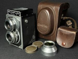 リコーフレックス RICOHFLEX VI 二眼レフカメラ 中古 現状品◇フィルムカメラ/革ケース/ビンテージ/写真/コレクション/動作未確認