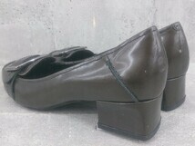 ◇ NINE WEST ナインウエスト スクエアトゥ ベルト ヒール パンプス 7 1/2M ダークブラウン *