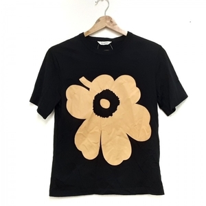 マリメッコ marimekko 半袖Tシャツ サイズS - 黒×ライトブラウン レディース クルーネック/ウニッコ 美品 トップス