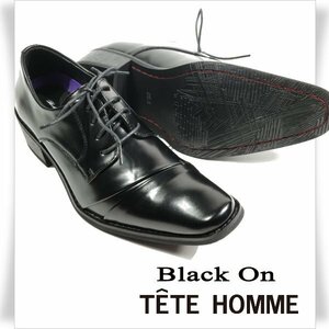 新品1円～★定価1.4万 Black On TETE HOMME テットオム アクションレザービジネスシューズ 26.0cm ブラック 黒 レースアップ 本物 ◆8818◆