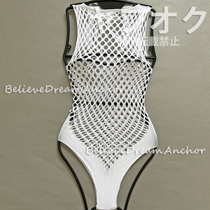 *新品*即決*ビッグネット シースルー ハイレグ Sexy レオタード*ホワイト*ハイカット 撮影会 スクール水着 キャンギャル レースクイーン