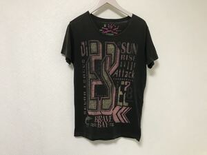 本物ディーゼルDIESELプリント半袖Tシャツスーツ黒ブラックグレー旅行トラベルビジネスメンズM