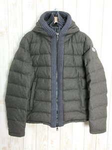 MONCLER/モンクレール：CANUT GIUBBOTTO カヌート ウール切替 フーディー ダウンジャケット サイズ4 メンズ 中古/USED