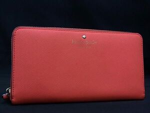 ■美品■ kate spade ケイトスペード レザー ラウンドファスナー 長財布 ウォレット 小銭入れ 札入れ レディース オレンジ系 DF5172