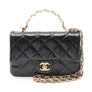 シャネル マトラッセ トップハンドル ブランドオフ CHANEL レザー ショルダーバッグ シャイニーラムスキン 中古 レディース