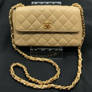 CHANEL シャネル ココマーク ミニ マトラッセ ターンロック ショルダー バッグ ベージュ 良品 M11036