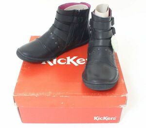 ○【未使用】Kickers キッカーズ 子供靴 ショートブーツ 20.5cm ブラック ○②MOF08644　EU33/UK2.5　CALIN カリン　キッズ　くつ