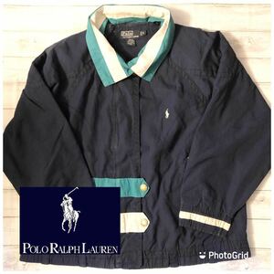 ラルフローレン　Polo by Ralph Lauren XL スリートーン　コットンジャケット　ネイビー×グリーン×ホワイト