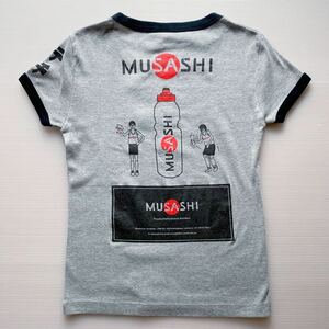 ムサシ MUSASHI サプリ 黒 リンガー Tシャツ 女S(XXS相当) 女児 リス ステップ台 杢グレー 前・袖・背中プリント トレーニング アメリカン