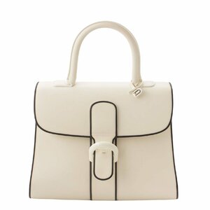 【デルヴォー】Delvaux　ブリヨンMM ハンドバッグ ホワイト バインダー ブラック 【中古】【正規品保証】195349