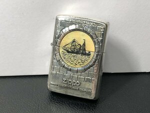 中古品　未着火　ZIPPO　ジッポー　船　帆船　貝　シェル　1993年