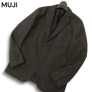 MUJI 無印良品 秋冬 ウール ツイード ヘリンボーン★ 2B テーラード ジャケット Sz.S　メンズ　C4T08321_9#N