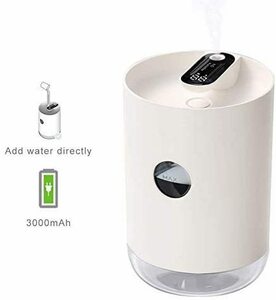 充電式加湿器+専用替芯5本 大容量 充電式 1L水タンク 3000mAhバッテリー ワイヤレス 超音波式 除菌 空焚防止 14時間稼働 50ｍ1/hミスト 