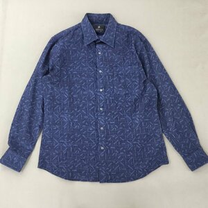 ■LANVIN COLLECTION ランバンコレクション 総柄シャツ 長袖 トップス ボタン 日本製 メンズ サイズ L ネイビー /0.22kg■