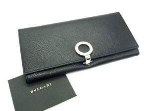 ■美品■ BVLGARI ブルガリブルガリ レザー 二つ折り 長財布 ウォレット 札入れ 小銭入れ ブラック系 DG7695