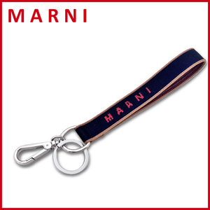 新品マルニ　ストラップキーホルダー　ネイビー×茶　MARNI★