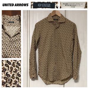 希少 UNITED ARROWS ユナイテッドアローズ★ペイズリー柄 総柄 長袖シャツ 日本製★S 美品