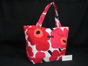 1円 ■新品同様■ marimekko マリメッコ キャンバス ショルダーバッグ トートバッグ 肩掛けかばん レディース ピンク系 FL0171