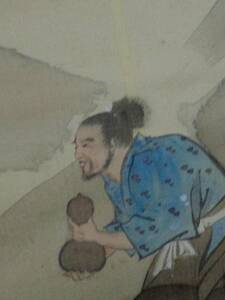 掛け軸　武者絵マクリ　松本楓湖　　瓢箪　　　　　　　　　　　　　　　　　　　　　メクリ　要表具　