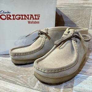 【1度使用程度】Clarks クラークス　ワラビー　24.5cm 61/2M スエード　ベージュ 箱付