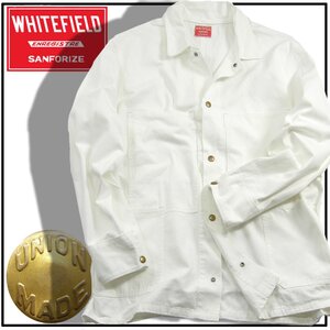 新品 WHITE FIELD 【ヴィンテージ テイスト】カバーオール ジャケット 白 M ホワイト 綿 コットン ★352072 ホワイト フィールド 金ボタン