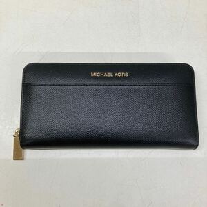 ●60510-③ MICHAEL KORS マイケルコース ラウンドファスナー 長財布 黒 ブラック 現状品