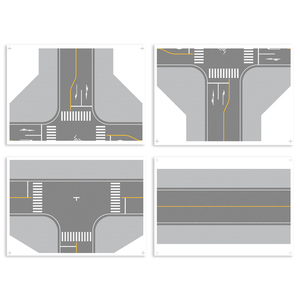 訳あり品Ｅ★送料無料★ジオラマ レイアウト用道路シート シリーズ 交差点(橙線)セット 1/157 鉄道模型 建築模型 ミニチュア
