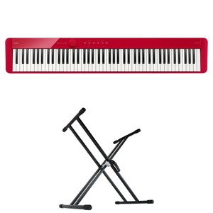 カシオ 電子ピアノ デジタルピアノ CASIO Privia PX-S1100 RD レッド キーボードスタンド 2点セット [鍵盤 Aset]