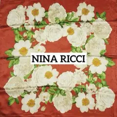 美品 ★NINA RICCI★ スカーフ 花柄 ドット シルク レッド