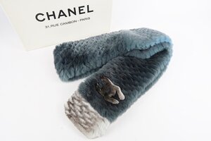 【超美品】CHANEL シャネル ラビット マフラー ファー 約146×13 ストール ココマーク【RH94】