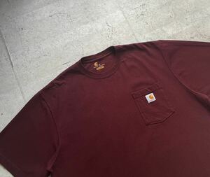 Carhartt カーハート ショートスリーブ ポケット付き Tシャツ ボルドー XL オリジナルフィット