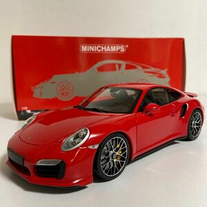 ★ミニチャンプス／MINICHAMPS : 1/18 ★ポルシェ 911 ターボS／PORSCHE 911(991) Turbo S 2013 (RED) ★1,002.台限定モデル♪ ☆used