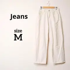 【ノーブランド】M レディース　パンツ　ジーンズ　シミ、毛羽立ちあり