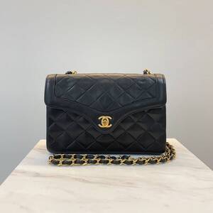 CHANEL シャネル チェーンショルダーバッグ ラムスキン　ブラック　ギャランティカードあり