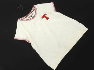 TOMMY HILFIGER トミーヒルフィガー ワッペン付き ワイド幅 カットソー sizeL/オフホワイト ■◆ ☆ efb3 レディース