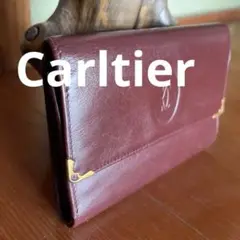 良品 Carltier カルティエ  ボルドー折財布 がま口