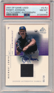 Randy Johnson MLB 2001 UD SP Game Used Signed Authentic Fabric Auto 50枚限定 PSA 8 直筆サイン ジャージオート ランディ・ジョンソン